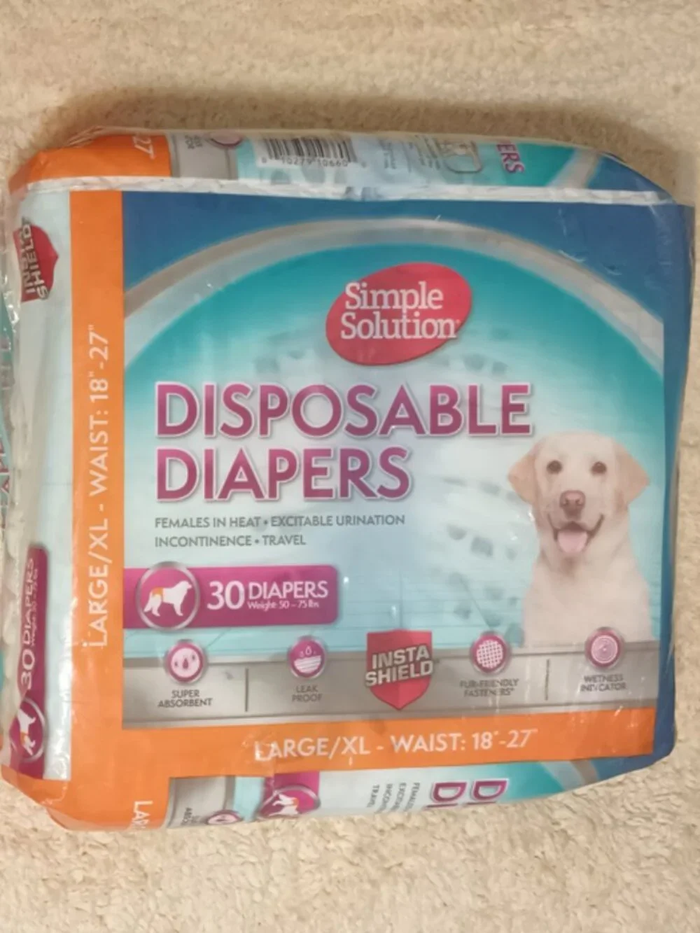 NEW~ Simple Solution Disposable Female Dog Diapers, L/XL 18